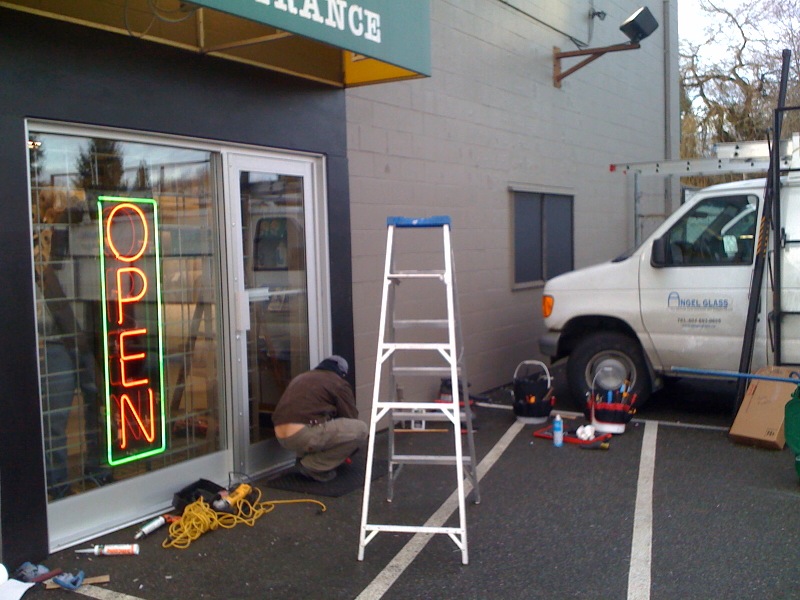 AG - Commercial Storefront aluminum glass entrance door system.