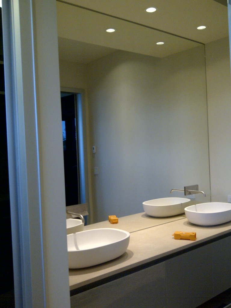 Custom bathroom mirror installation in Vancouver