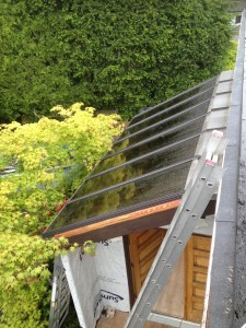 T-bar aluminum framed skylight system installed. Angel Glass skylight experts were able to cut, build and installed this t-bar skylight frames onto this North Vancouver home.