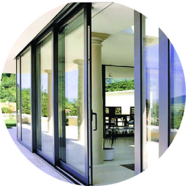 Commercial or residential Sliding aluminum doors, with energy efficient glass.