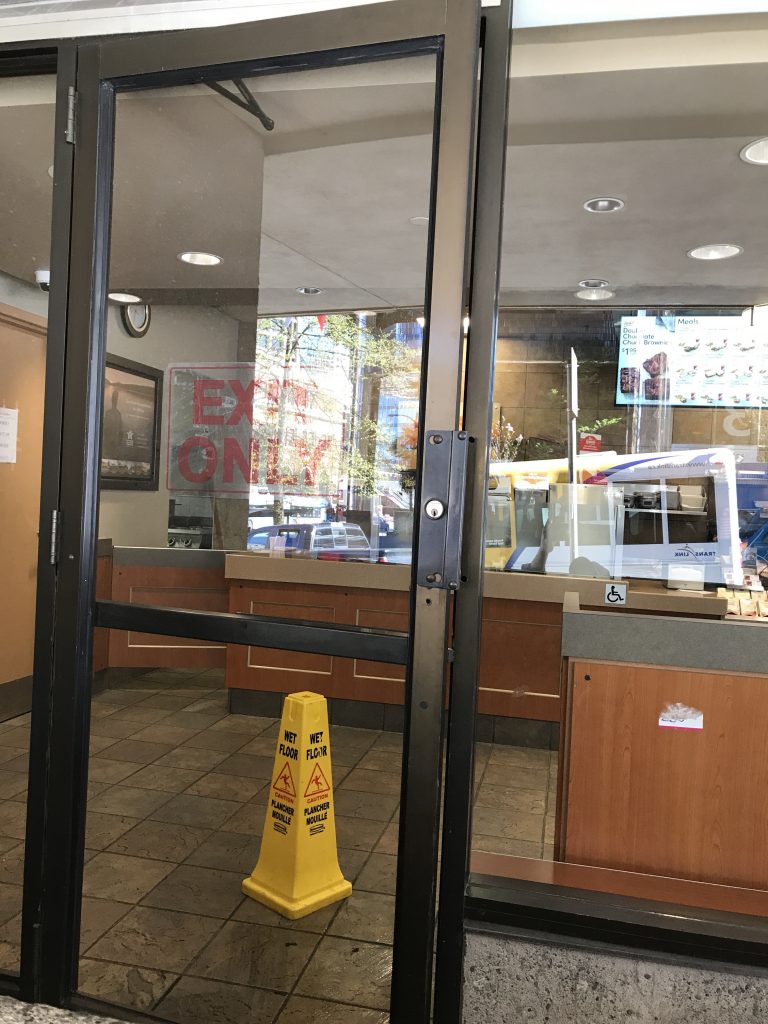 Single glazed glass replacement for existing aluminum swing door that was laminated