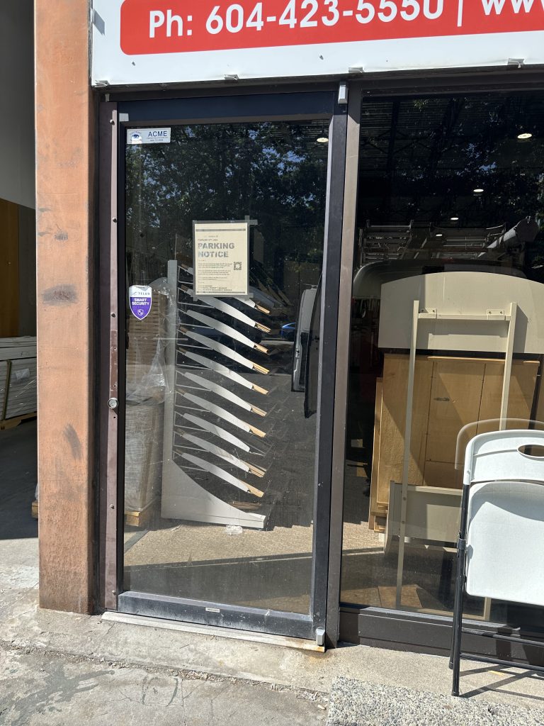 Glass door hardware replacement for a retail store in Burnaby, BC
